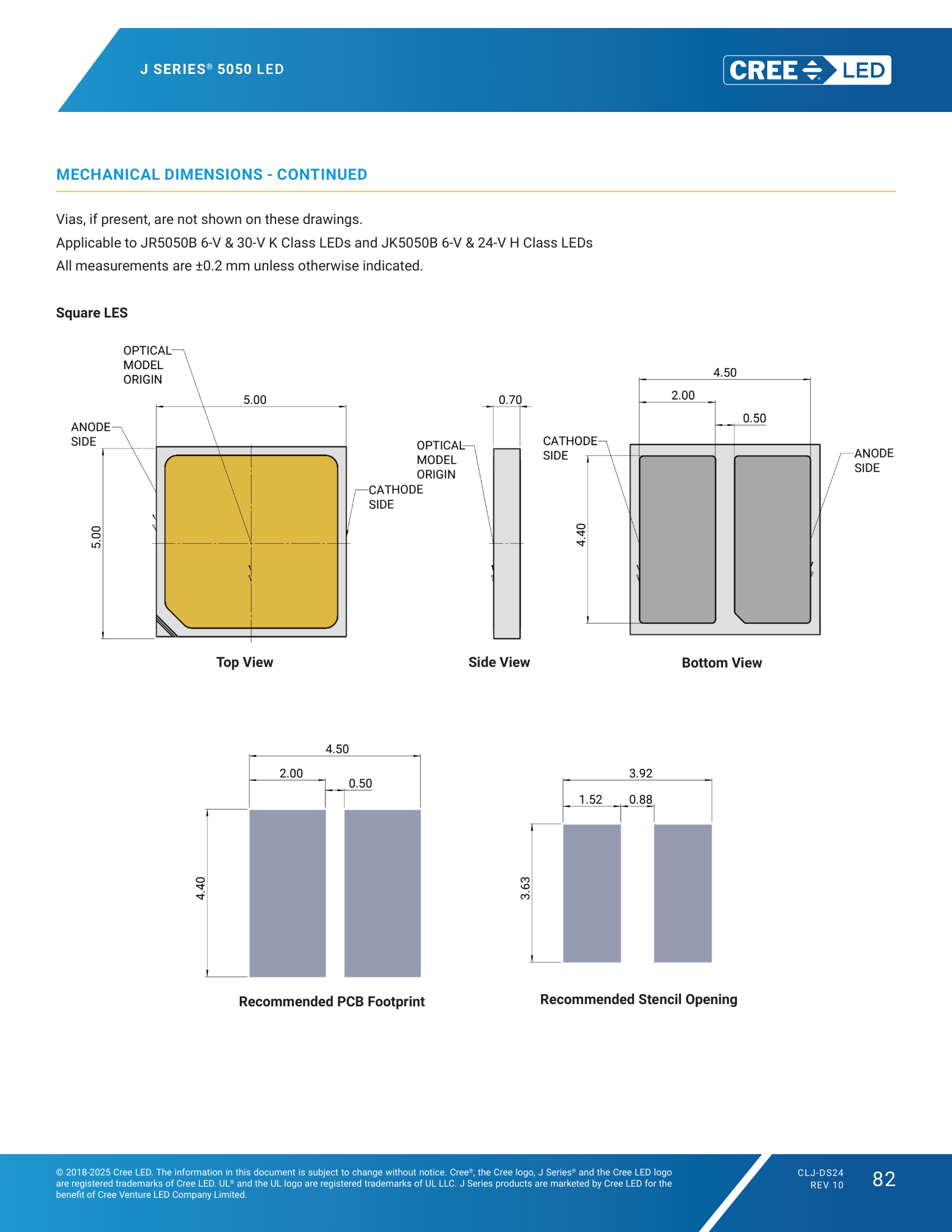 J-Series-5050 Mechanical Dimensions