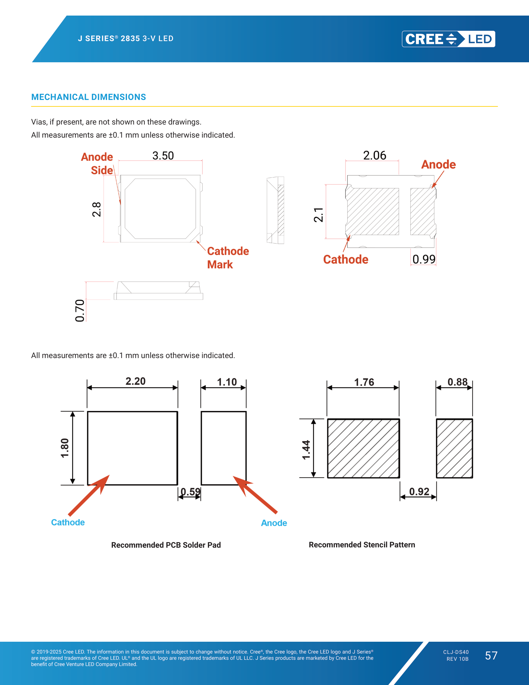 JSeries-2835-3V-Consolidated Mechanical Dimensions
