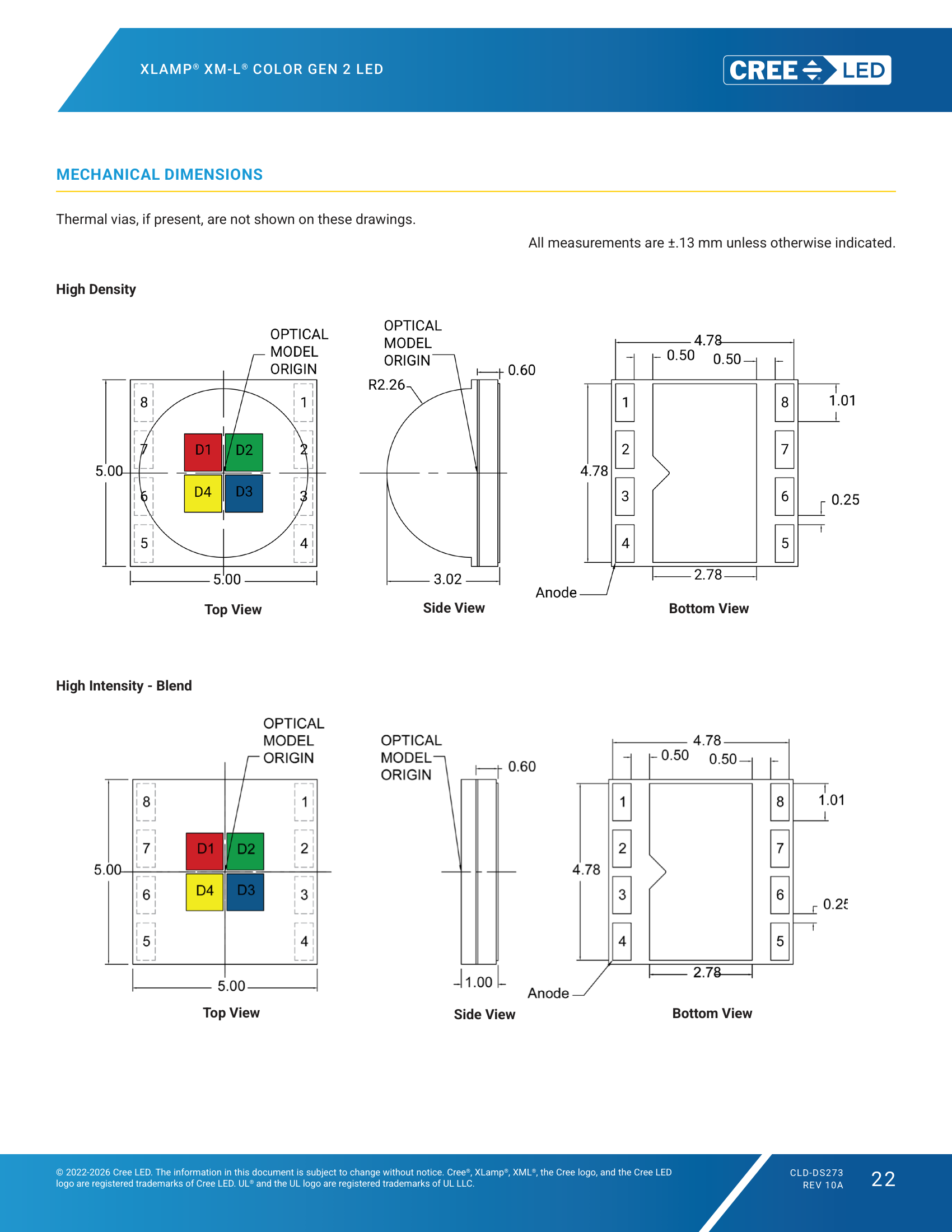 XLamp-XMLDCL Mechanical Dimensions