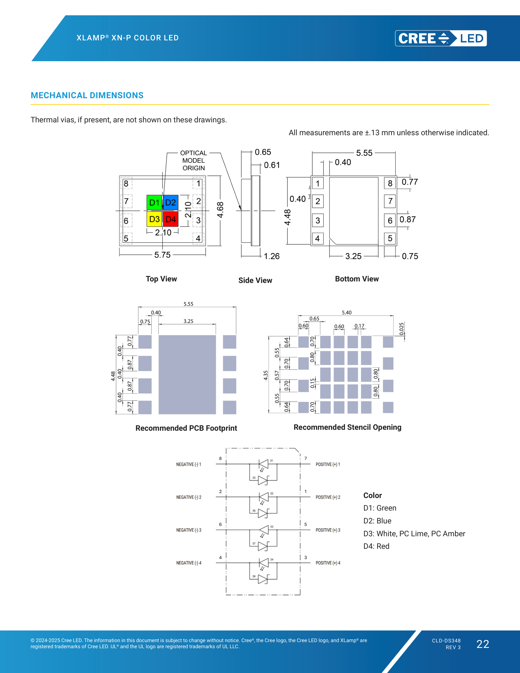 XLamp-XNP-Color Mechanical Dimensions
