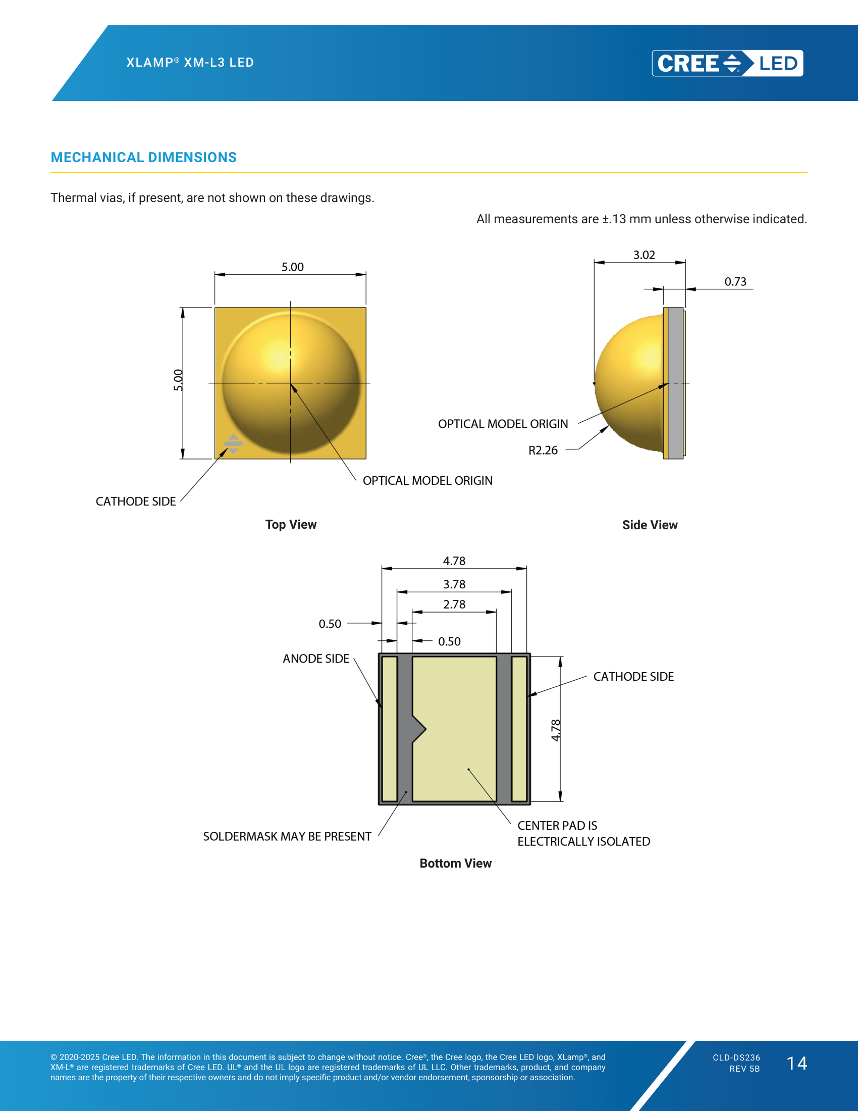 Xlamp-XML3 Mechanical Dimensions
