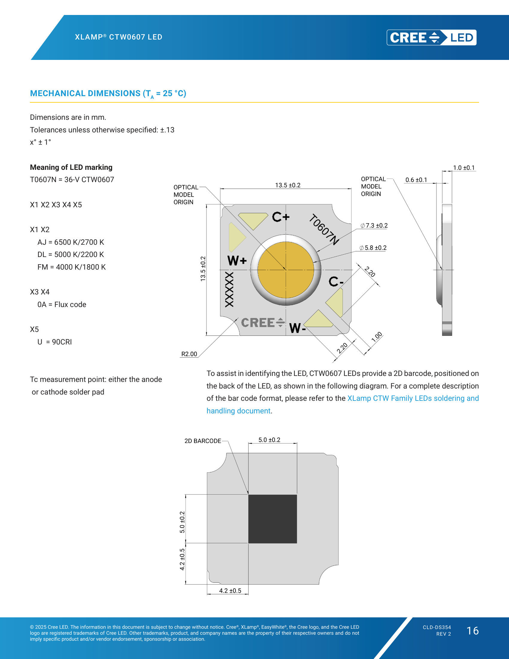 XLamp CTW06 Mechanical Dimensions