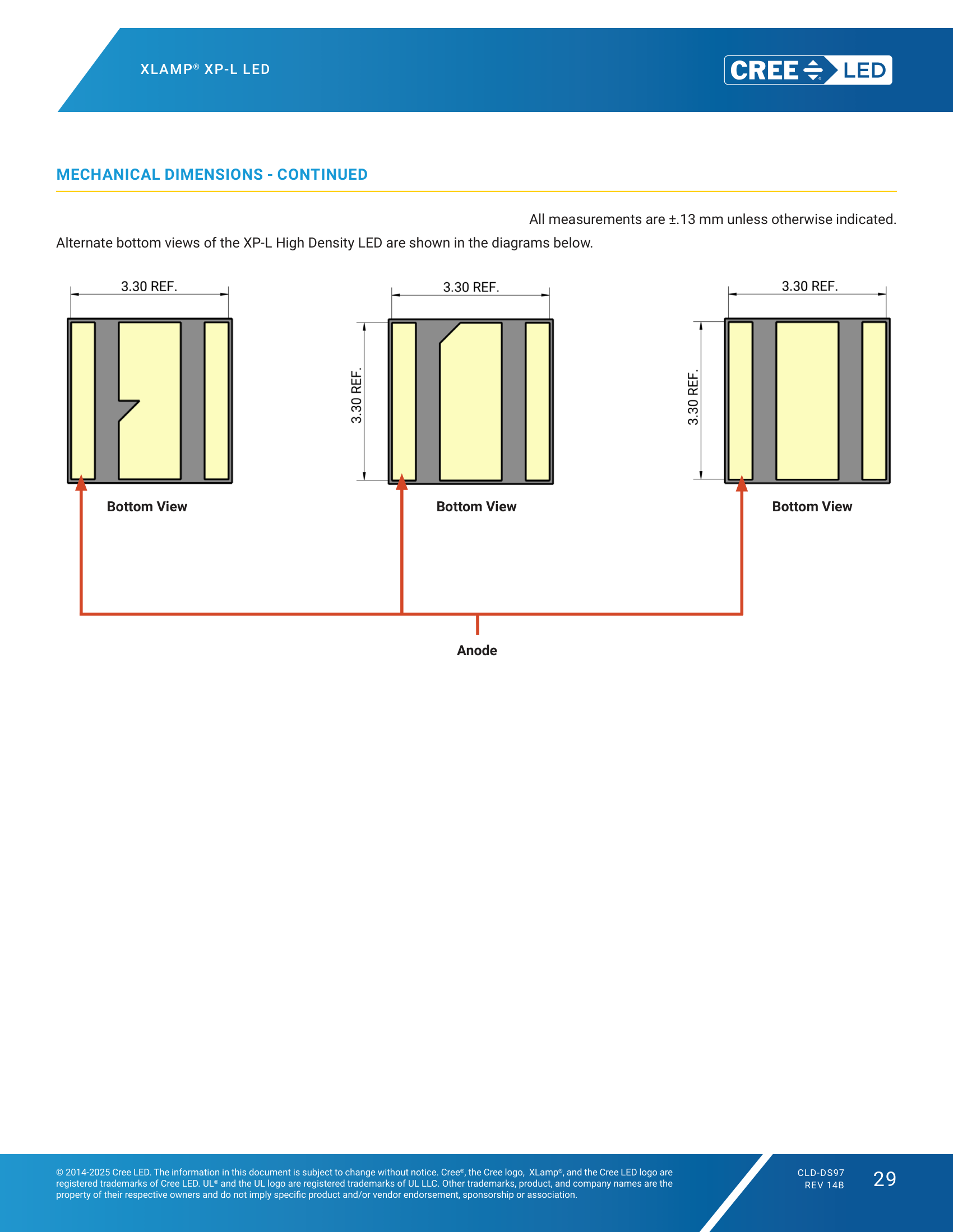 XLamp XPL Mechanical Dimensions